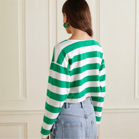 NWT Suzie Kondi Psaras Striped Tee in Green and White Stripe Sz XL - Picture 3 of 12